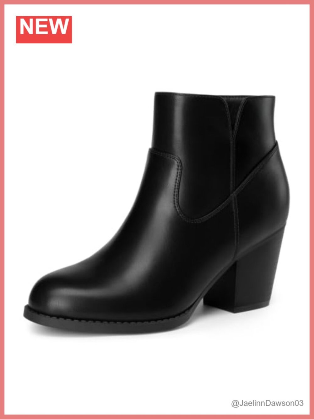 Women's Ankle Boots Block Heel Side Zipper Round Toe Booties